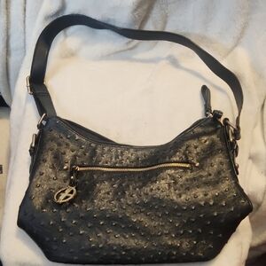 Giani Bernini Elegant Black Embossed Leather Shoulder Bag